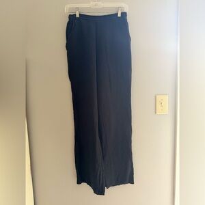 Match Point Womens Black 100% Linen Pants USA Made Pockets Elastic Waist SZ SM